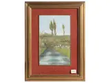 Gino Tommasi, River landscape with fisherman, oil on panel