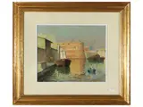 Giorgio Luxardo, Medici Port of Livorno, oil on canvas board