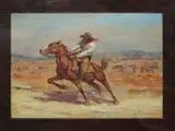 Enrico Corazzi, Man on horseback, oil on panel