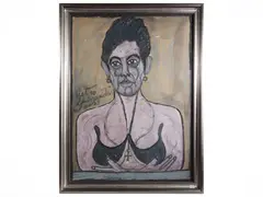 Pietro Ghizzardi, Female portrait 1973, Mixed technique on cardboard