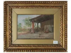 Michele Garinei, Barn, oil on panel
