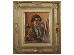 Selfportrait by Alberto Caligiani, oil on canvas, offered Nov 2025