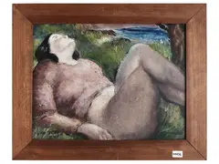 Lying 1930 by Giovanni Costetti, Oil on tablet, offered Nov 2025
