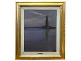 Raffaello Gambogi, Livorno lighthouse, oil on panel