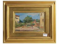Michele Garinei, View of courtyard, oil on panel