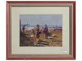 Giorgio Luxardo, Bathers in a seascape, Oil on panel