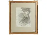 Ulvi Liegi, Female portrait, charcoal on paper partially applied to cardboard