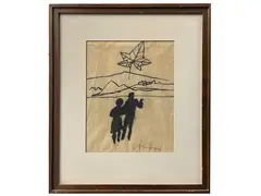 Figures by Mino Maccari, charcoal on paper, offered Nov 2025