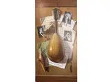 Alfredo Serri, Trompe l'oeil with musical instruments, oil on masonite