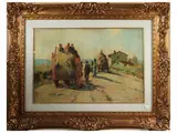 Carlo Domenici, Country scene, oil on table