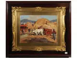 Carlo Domenici, Wagon with oxen, oil on cardboard