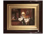 Cafiero Filippelli, Interior scene, Oil on Faesite