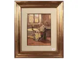 Cafiero Filippelli, Elderly woman inside, Oil on tablet