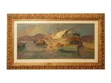 Carlo Domenici, Darsena, oil on faesite