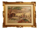 Carlo Domenici, Market, oil on faesite
