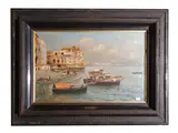 Attilio Pratella, View of the Gulf of Naples with Palazzo Donn'Anna, oil on panel