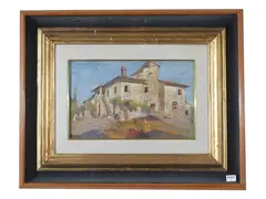 Country farmhouse by Eugenio Cecconi, Oil on panel, offered Oct 2025