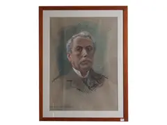 Self -portrait by Eugenio Cecconi, Pastel on grayish paper, offered Oct 2025