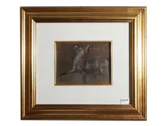The fox by Eugenio Cecconi, oil on panel (cigar box), offered Oct 2025