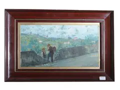 Along the road by Giovanni Lessi, Oil on cardboard, offered Oct 2025