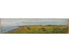 Giovanni Bartolena, Cows grazing by the sea, Oil on panel