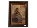 Adolfo Belimbau, Young embroiderer 1879, Oil on panel