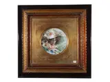 Luca Postiglione, Female portrait, Oil on a ceramic plate S. C. Richard