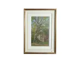 Eugenio Cecconi, Garden with Platano tree, Oil on panel