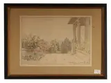 Alberto Micheli, Garden in Fiesole, two mixed technique drawings