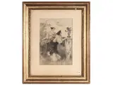 Francesco Vinea, Gender scene 1898, charcoal on paper