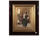 Cesare Ciani, Thread of the country with figure, Cardboard oil