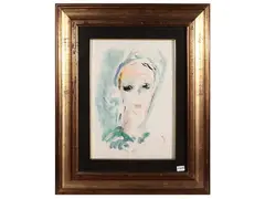 Portrait by Ernesto Treccani, Mixed technique on tablet, offered Sep 2025