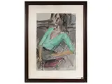 Seated woman by Enzo Faraoni, Mixed technique on paper, offered Sep 2025