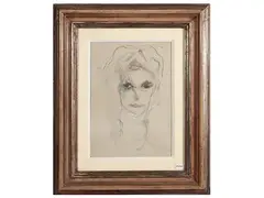 Portrait by Ernesto Treccani, Mixed technique on canvas, offered Sep 2025