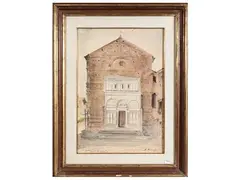Florence Badia Fiesolana 1959 by Rodolfo Marma, watercolor, offered Sep 2025