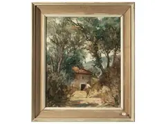 Landscape with figure by Mario Bucci, oil on canvas, offered Sep 2025
