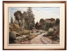 Country road by Rutilio Muti, Oil on tablet, offered Sep 2025