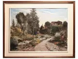 Rutilio Muti, Country road, Oil on tablet