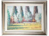 Dino Migliorini, The bench, Oil on Faesite
