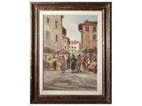 Renzo Martini, Market, Oil on Faesite