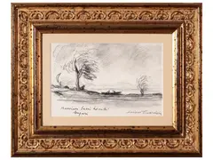 Landscape by Luciano Guarnieri, charcoal on paper, offered Sep 2025