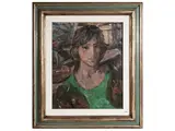 Portrait of a young girl by Enzo Faraoni, oil on table, offered Sep 2025