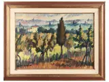 Dino Migliorini, Landscape, Oil on tealated cardboard