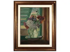 Giulio Ghelarducci, Flower vase inside 1933, oil on tablet