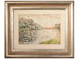 Guido Borgianni, View on the Arno, Oil on canvas