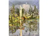 Giorgio Grai, Reflex of the Madonna on the lake, oil on canvas