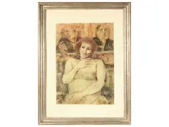 Characters by Remo Squillantini, mixed media on paper, offered Sep 2025