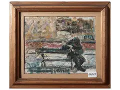 Figure on the bench by Guido Borgianni, Oil on Tealated cardboard, offered Sep 2025