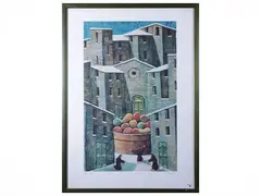 Landscapes with friars by Norberto Proietti, series of four lithographs, offered Sep 2025