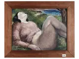 Giovanni Costetti, Lying 1930, Oil on tablet